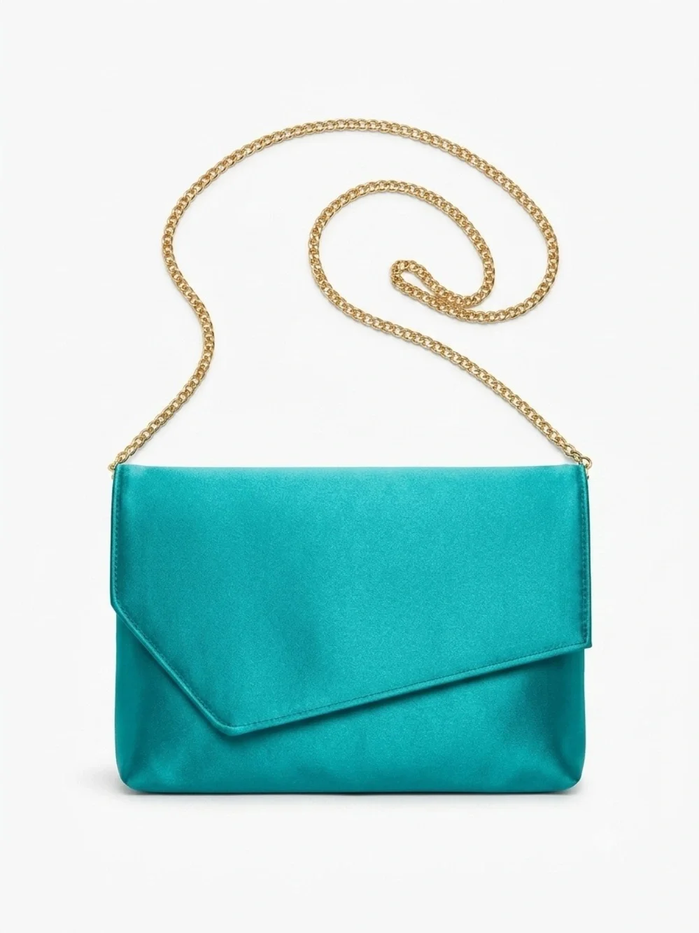 Teal Clutch with Gold Chain